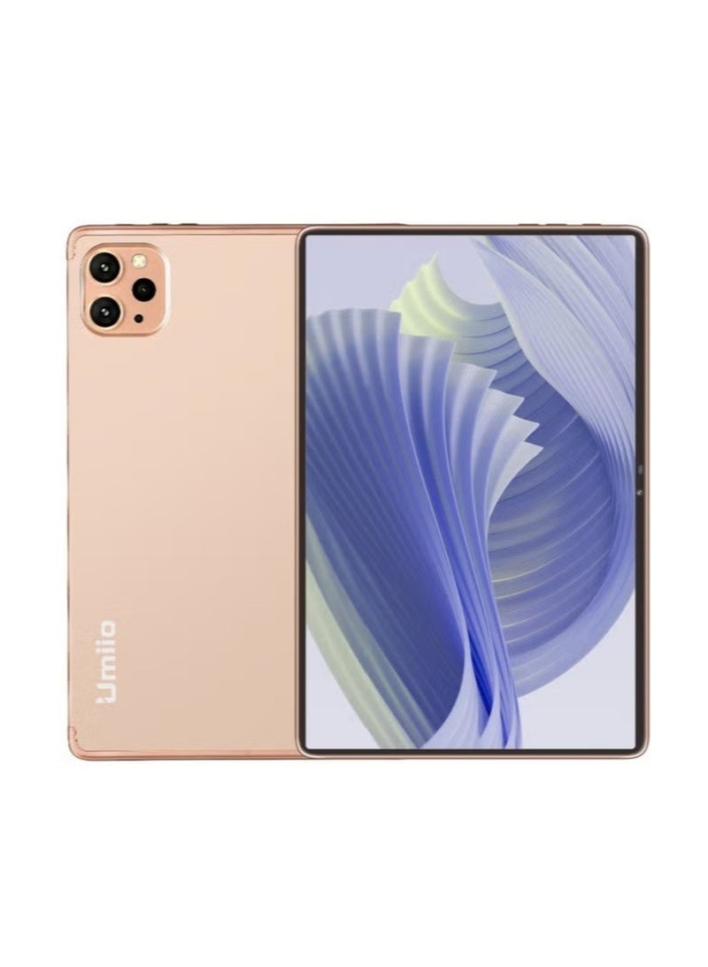 Umiio 🌟 Smart Tablet PC 10.1-Inch Android Tab | 8GB RAM + 256GB ROM | HD Display | Dual SIM 5G + Wi-Fi | Front & Rear Camera | With Leather Cover, Keyboard & Mouse – Gold - Image 1