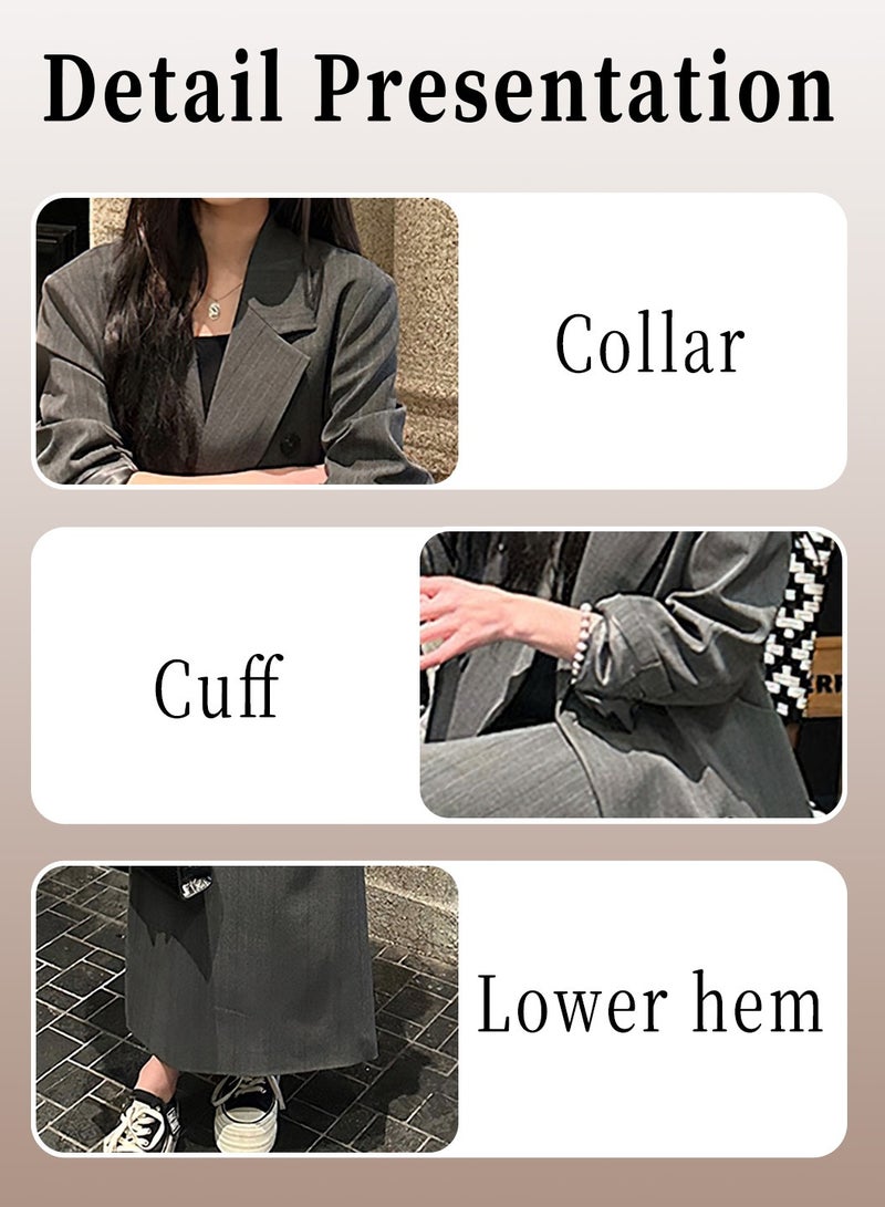 Moovant Women's 2-Piece Suit Set, Blazer and High-Waisted Maxi Skirt, Elegant Office and Casual Wear Outfit, Grey - Image 5
