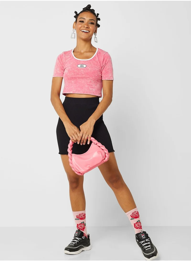 جينجر Garment Dye Sccop Neck Tshirt