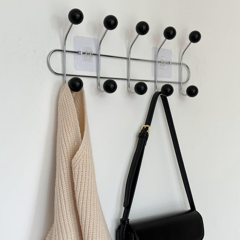 Invisible Wall Hooks Iron Art Organizer Coat Hangers Black 5 Hook Black 5 Hook