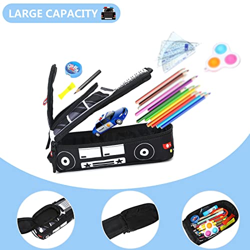 LEDAOU Cute Pencil Case for Kids Girls Boys Pencil Pouch kawaii Pen Pencil Box Bag Holder for School Students (Police Car) - Image 3