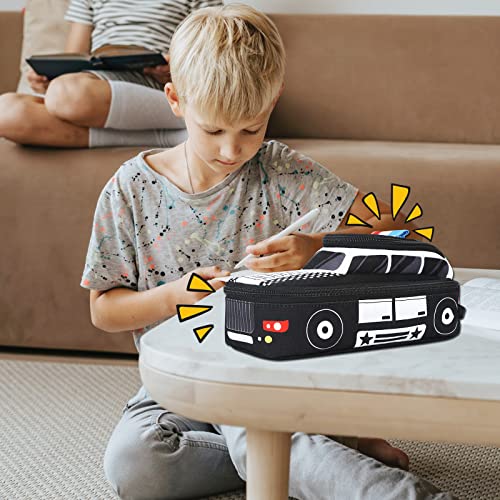 LEDAOU Cute Pencil Case for Kids Girls Boys Pencil Pouch kawaii Pen Pencil Box Bag Holder for School Students (Police Car) - Image 4