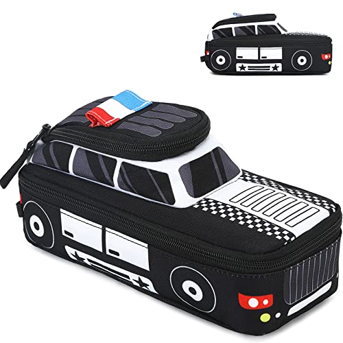 LEDAOU Cute Pencil Case for Kids Girls Boys Pencil Pouch kawaii Pen Pencil Box Bag Holder for School Students (Police Car) - Image 1