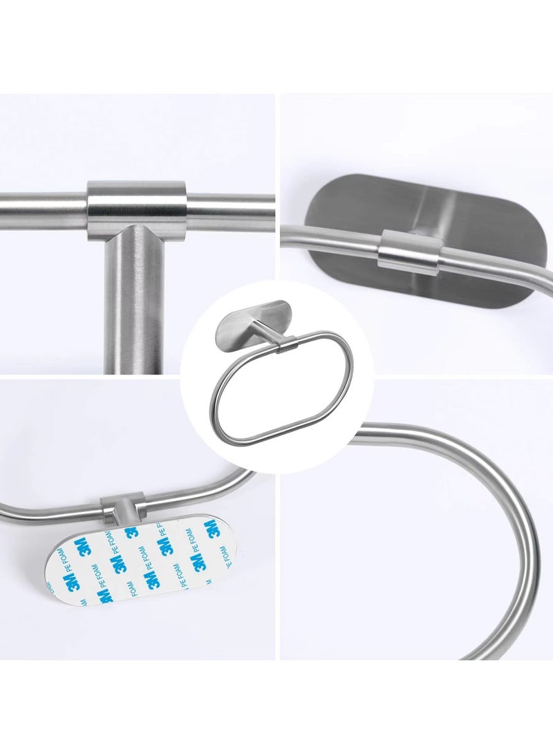 Generic Stainless Steel Towel Holder Self-adhesive Bathroom Towels Rack Black Washhand Hanger Ring Rail Bar Kitchen Storage Accessories  - Image 3