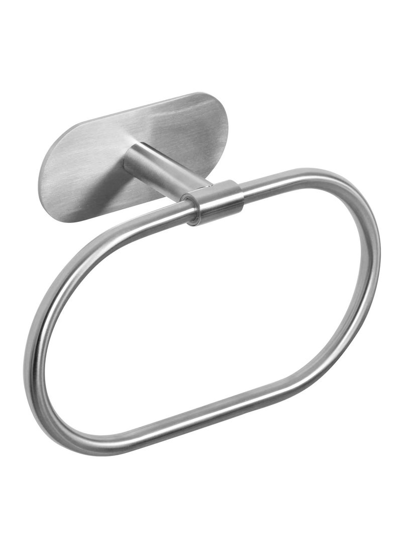 Generic Stainless Steel Towel Holder Self-adhesive Bathroom Towels Rack Black Washhand Hanger Ring Rail Bar Kitchen Storage Accessories  - Image 1