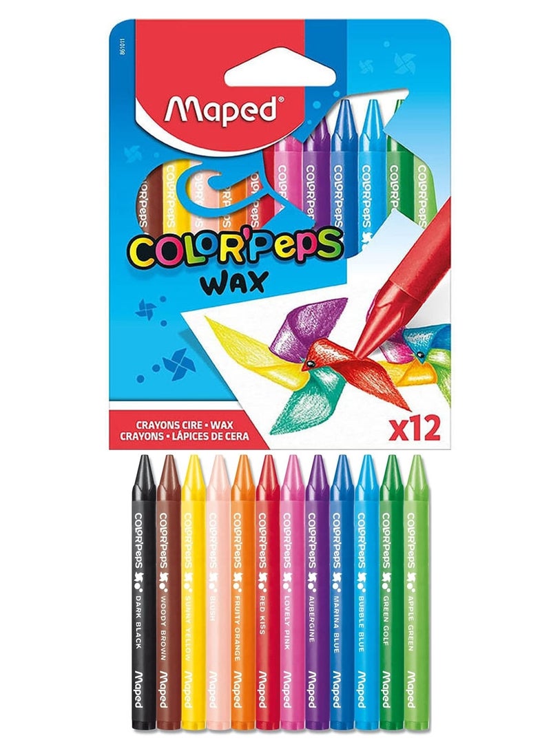 Maped 12-Piece Wax Crayons Set Multicolour - Image 1