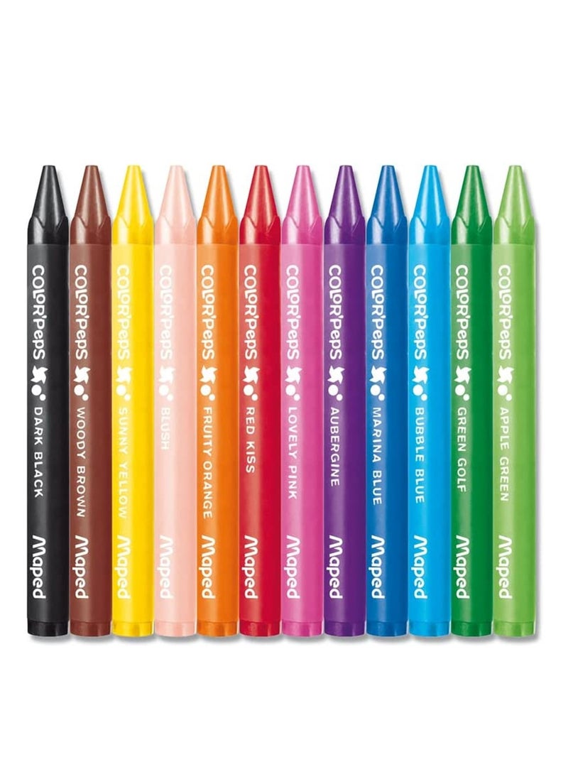 Maped 12-Piece Wax Crayons Set Multicolour - Image 3