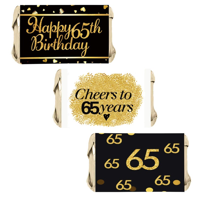 65th Birthday Party Mini Candy Bar Wrappers 65th Birthday Party Decor 45 Stickers