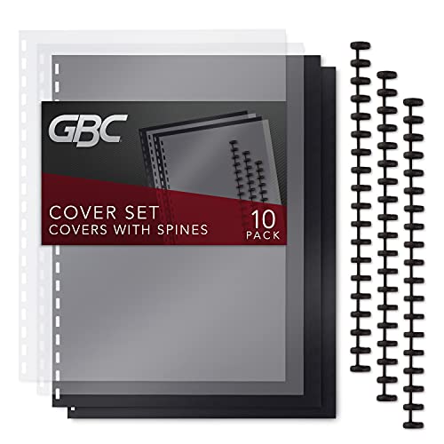 GBC ZipBind Pre-Punched Cover Set, Clear/Black, 10-Pack (26003) - Image 1