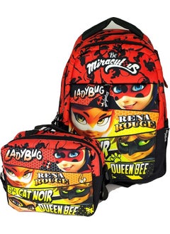 Miraculous Ladybug Three Compartment Red Children's Primary School Bag and Nutrition  - Image 1