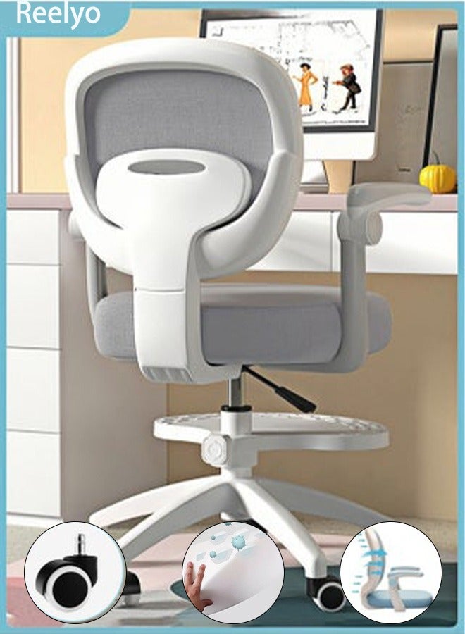 Reelyo Ergonomic Kids Desk Chair  Kids' Armchairs Computer Desk Chai  Child'S Children Student Study Office Computer Chair Ergonomic Low-Back Mesh Rolling Work Swivel Chairs Adjustable Seat Height Sit-Locking Casters Swivel Type  - Image 1