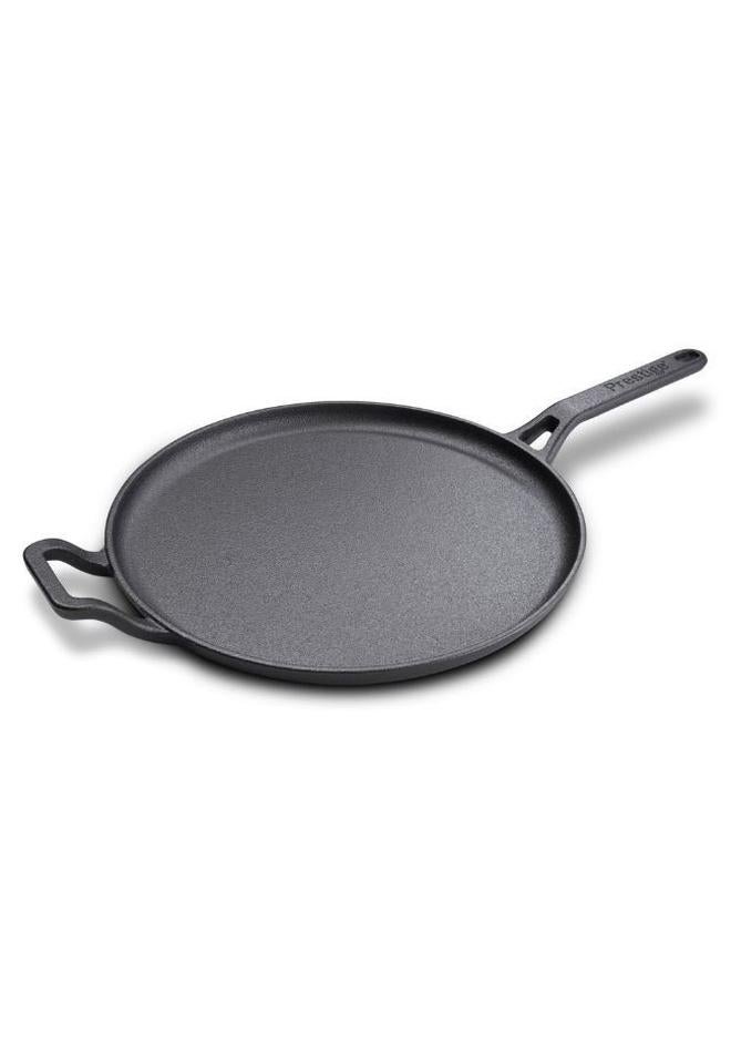 Prestige Cast Iron Flat Tawa 28 cm | Induction Cast Iron Tawa Pan for Roti/Chapati/Dosa with Stick Handle | Pre-Seasoned Cast Iron Cookware PR48885 - Image 1