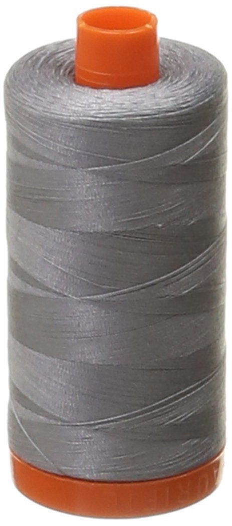Aurifil Mako Cotton 50wt Thread Solid Grey 1422 Yard - Image 2