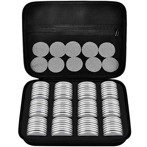 PAIYULE 96 Pieces 46mm Coin Capsules, with Foam Gasket and Plastic Storage Organizer Box, 6 Sizes (20/25/27/30/38/46mm) Coins Collector Case Holder for Coin Collection Supplies (White) - Image 1