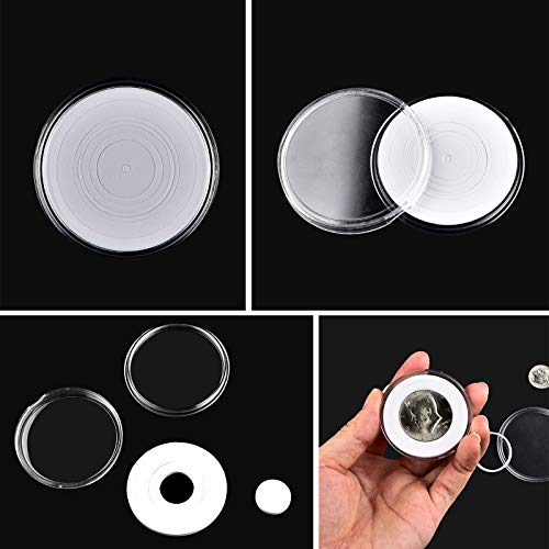 PAIYULE 96 Pieces 46mm Coin Capsules, with Foam Gasket and Plastic Storage Organizer Box, 6 Sizes (20/25/27/30/38/46mm) Coins Collector Case Holder for Coin Collection Supplies (White) - Image 4