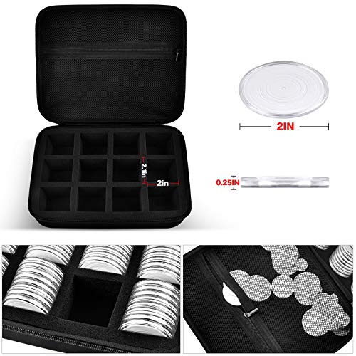 PAIYULE 96 Pieces 46mm Coin Capsules, with Foam Gasket and Plastic Storage Organizer Box, 6 Sizes (20/25/27/30/38/46mm) Coins Collector Case Holder for Coin Collection Supplies (White) - Image 5
