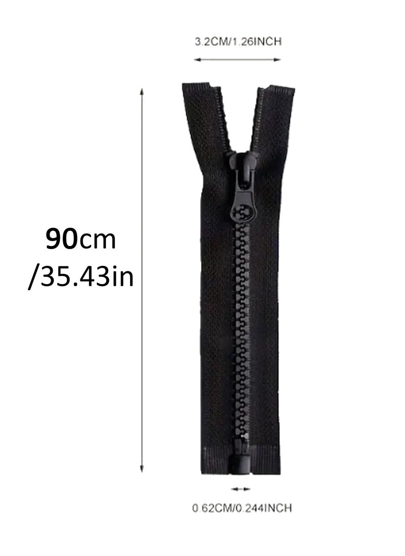Generic 2pcs No.5, 2Slider Tractor Zipper Open Tail Zipper 90cm (Black Color)  - Image 2
