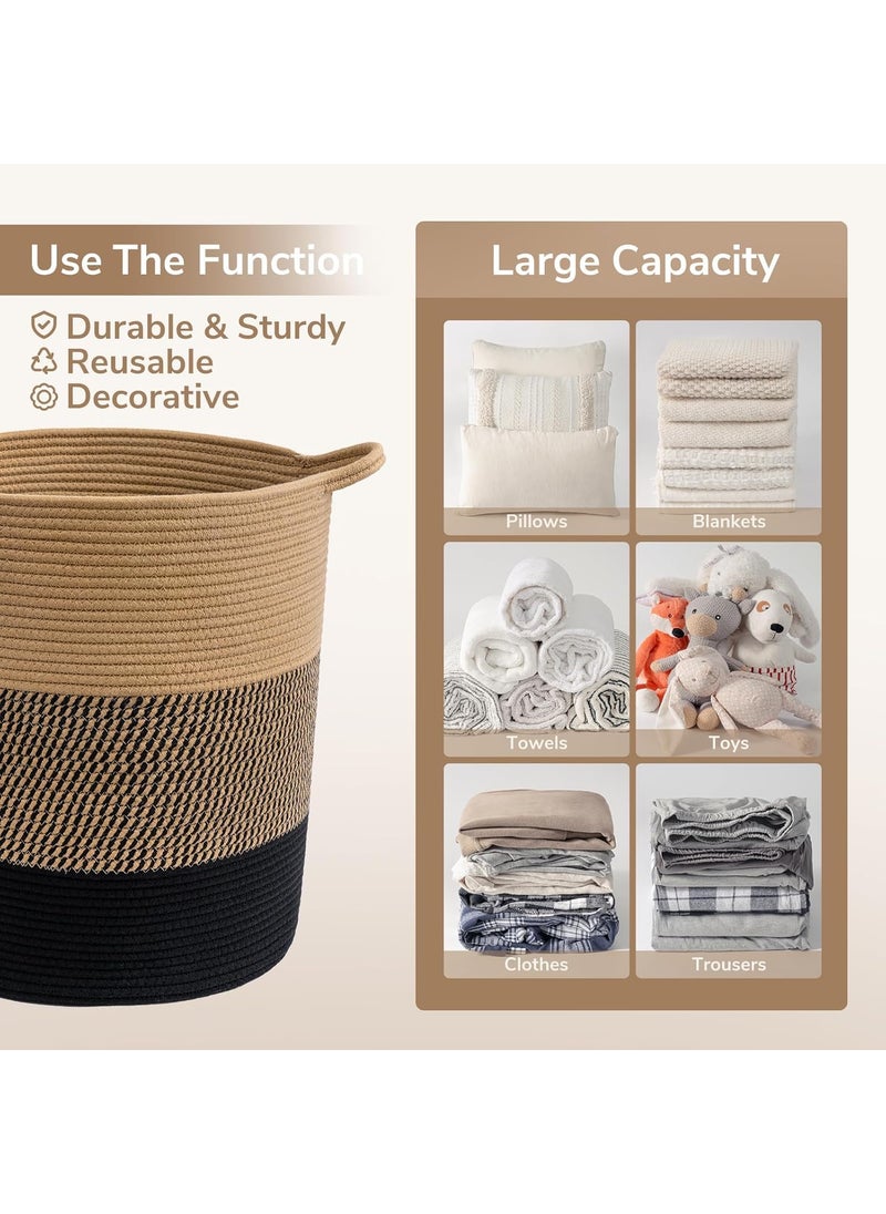 RUGSZONE RUGSZONE Laundry Basket Large Laundry Hamper Woven Baskets for Storage 178 x 158 x 138 Wicker Laundry Basket for Living Room Dirty Clothes Basket Baby Hamper for Nursery jute  - Image 5