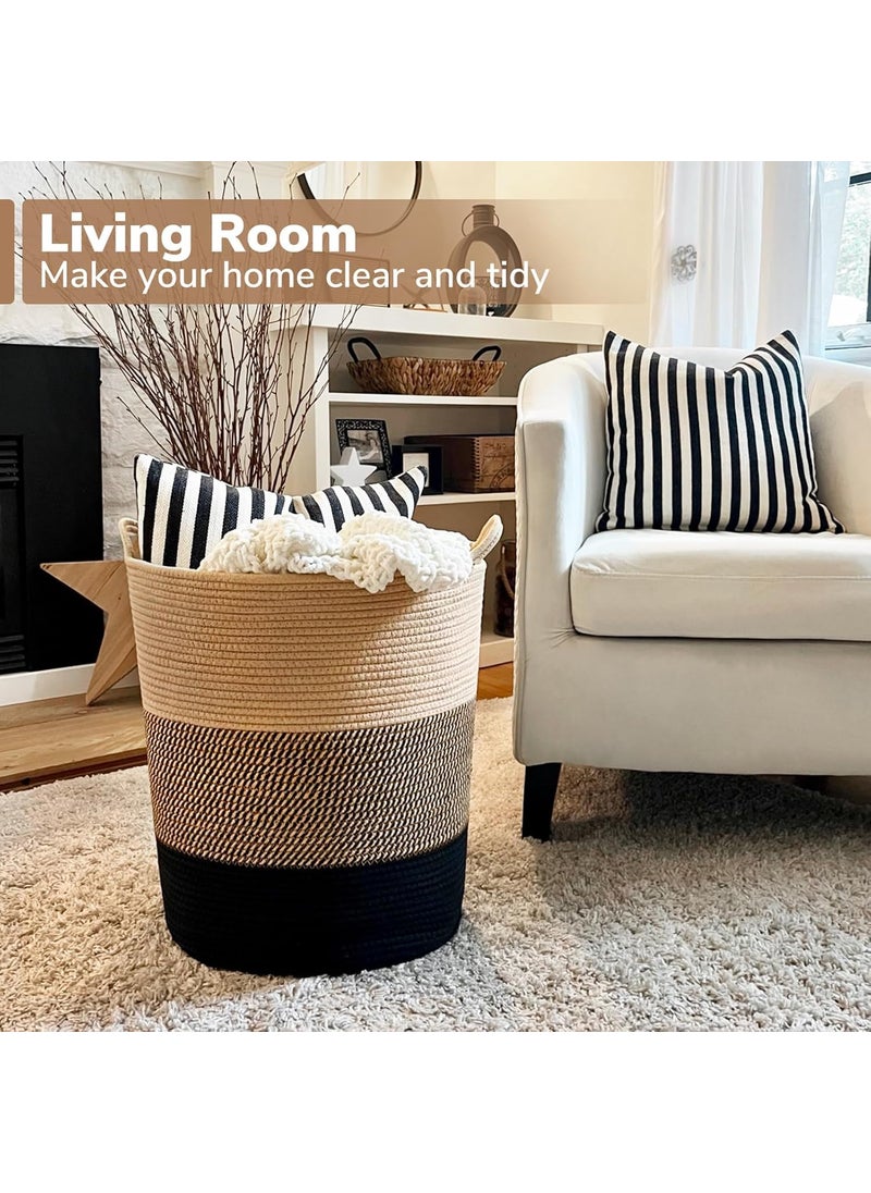 RUGSZONE RUGSZONE Laundry Basket Large Laundry Hamper Woven Baskets for Storage 178 x 158 x 138 Wicker Laundry Basket for Living Room Dirty Clothes Basket Baby Hamper for Nursery jute  - Image 4