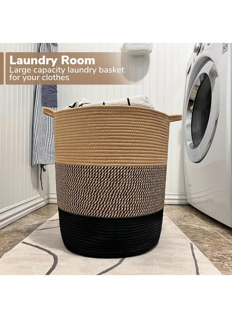 RUGSZONE RUGSZONE Laundry Basket Large Laundry Hamper Woven Baskets for Storage 178 x 158 x 138 Wicker Laundry Basket for Living Room Dirty Clothes Basket Baby Hamper for Nursery jute  - Image 2