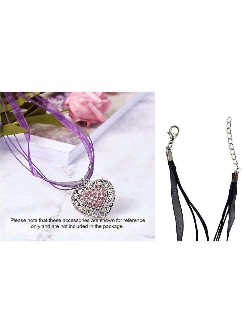 DIY Crafts DIY Crafts Pack of 10 Pcs, Black Colour, Black Colorful Voile Organza Ribbon Waxed Cord String Necklace Strap with Lobster Clasp Extension Chain for DIY Jewelr(Pack of 10 Pcs, Black Colour)  - Image 3