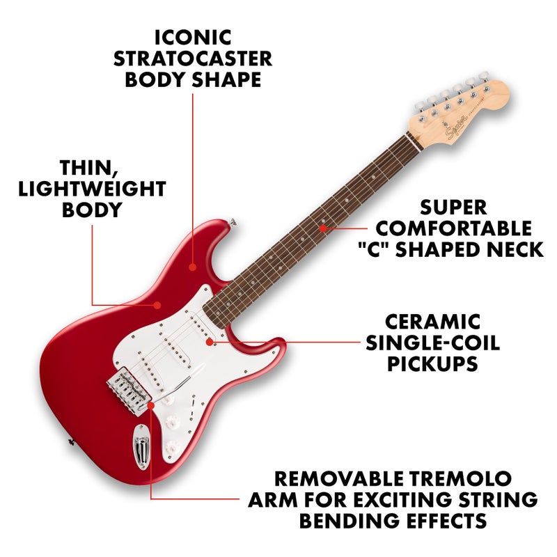 Fender Squier Debut Series Stratocaster Electric Guitar, Beginner Guitar, with 2-Year Warranty, Includes Free Lessons, Dakota Red with Matte Finish - Image 2