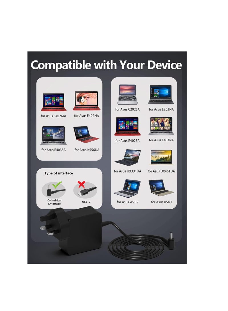 Terabyte 45W Charger Laptop Adapter for ASUS VivoBook 14 15 X540 X541S X541UA X553M X540UA X540S X540LA Zenbook UX305 UX305F UX310U UX31A UX330 E203 E203M E203MA AC Adapter Power Supply 4.0mm*1.35mm C0017 - Image 3