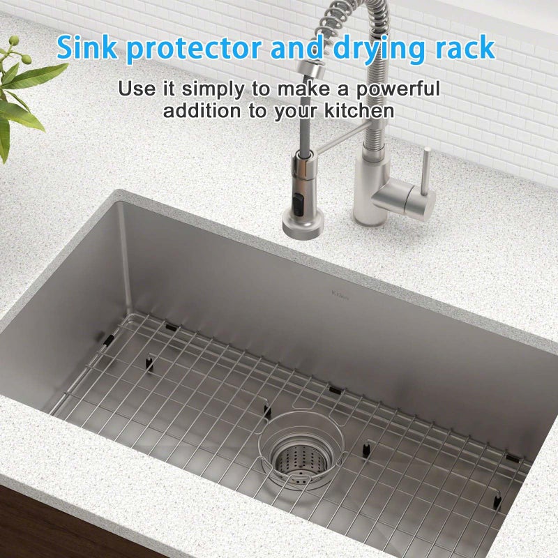 folosem EBG1914 Stainless Steel Sink Grid and Protector, 19" x 14" With Rear Drain for Single Bowl Kitchen Sink Bottom - Image 4