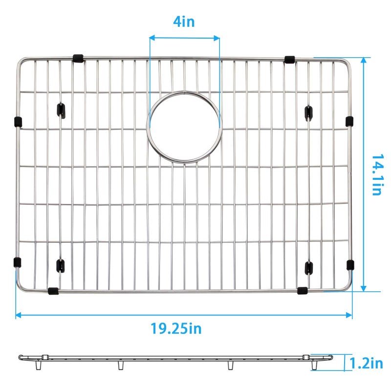 folosem EBG1914 Stainless Steel Sink Grid and Protector, 19" x 14" With Rear Drain for Single Bowl Kitchen Sink Bottom - Image 2