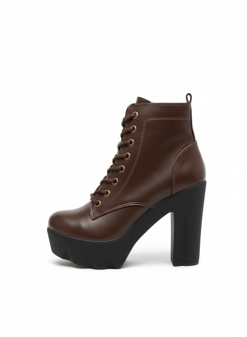 فيبراندا انكل بوت جلد كعب 7سم-بني - Image 2