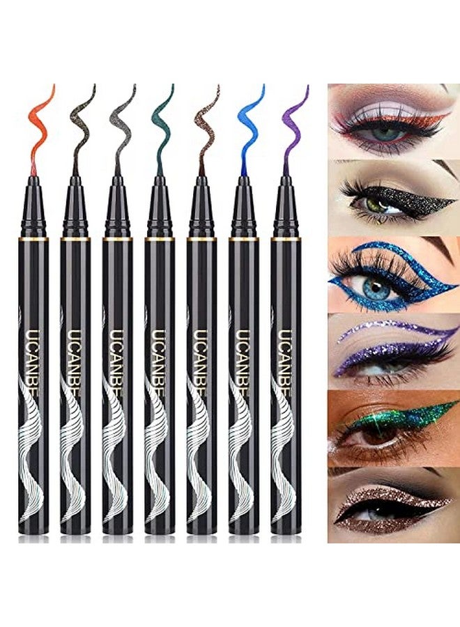 Ucanbe 7 Colors Shimmer Liquid Eyeliner Makeup Set Metallic Satin Finish Colorful Sparkling Eye Liner Pen Long Lasting High Pigmented With Waterproof & Smudge Proof Formula - Image 1