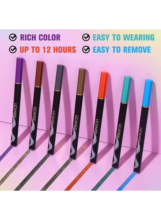 Ucanbe 7 Colors Shimmer Liquid Eyeliner Makeup Set Metallic Satin Finish Colorful Sparkling Eye Liner Pen Long Lasting High Pigmented With Waterproof & Smudge Proof Formula - Image 3