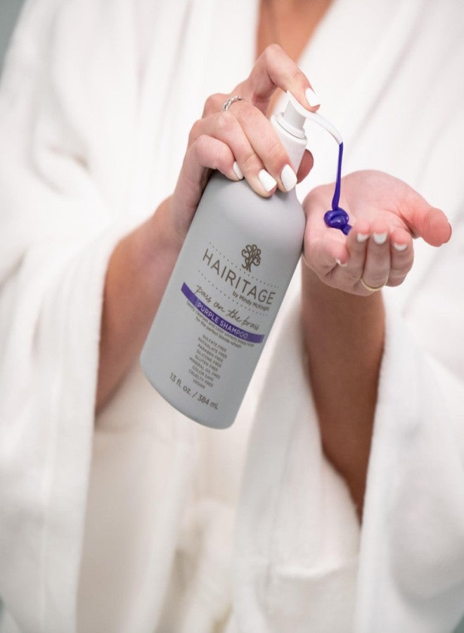 هيريتيج شامبو هيريتيج باس أون ذا براس بيربل للشعر المصبوغ - يزيل درجات اللون النحاسي ويفتح لون الشعر الأشقر والهايلايت - ينظف ويزيل الزيوت، 13 أونصة سائلة - Image 2