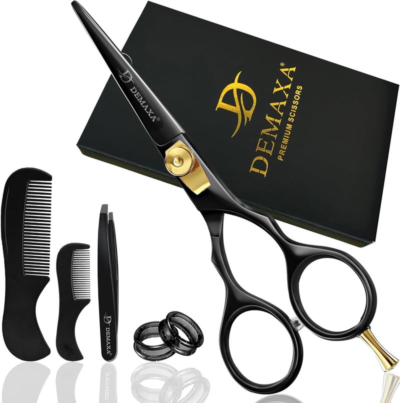 DEMAXA - 5.5" Beard & Mustache Scissors Set with Comb, Rust Proof Stainless Steel, Professional Sharpening - Image 1