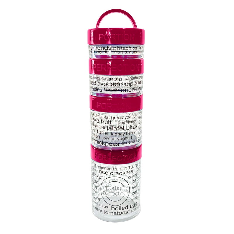 100 Cal Stackable Snack Containers for Weight Management Food Portion Control Containers for Weight Control with Instructions for Men Women and Bariatric MustHaves Pink