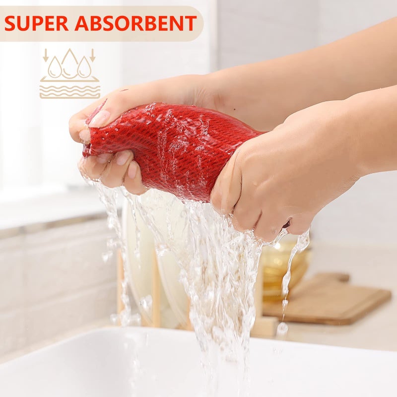 Kitinjoy 100% Cotton Waffle Weave Kitchen Towels  6-Pack Super Soft and Absorbent Kitchen Dish Towels for Drying Dishes  Kitchen Hand Towels  13 in x 28 in  Brick Red - Image 4