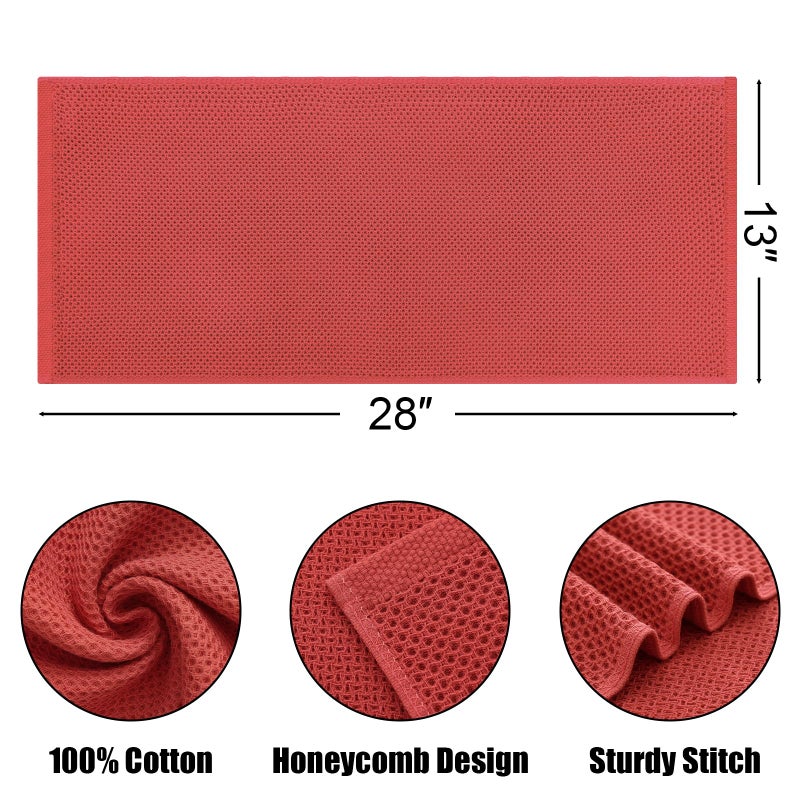 Kitinjoy 100% Cotton Waffle Weave Kitchen Towels  6-Pack Super Soft and Absorbent Kitchen Dish Towels for Drying Dishes  Kitchen Hand Towels  13 in x 28 in  Brick Red - Image 3