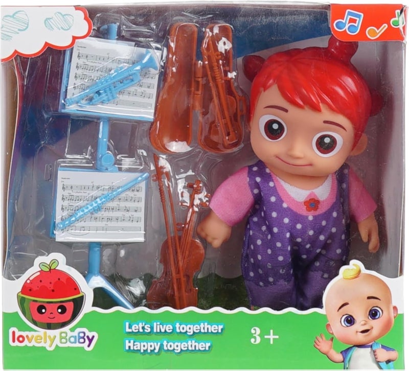 3 اي دمية بلاستيكية مع آلات موسيقية - متعددة الألوان