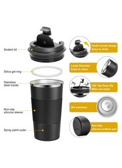 LA' PRECIOUS 510ml Travel Mug Reusable Insulated Coffee Cup Vacuum Insulation Stainless Steel Thermal Coffee Mug for Hot Cold Drinks  - Image 2