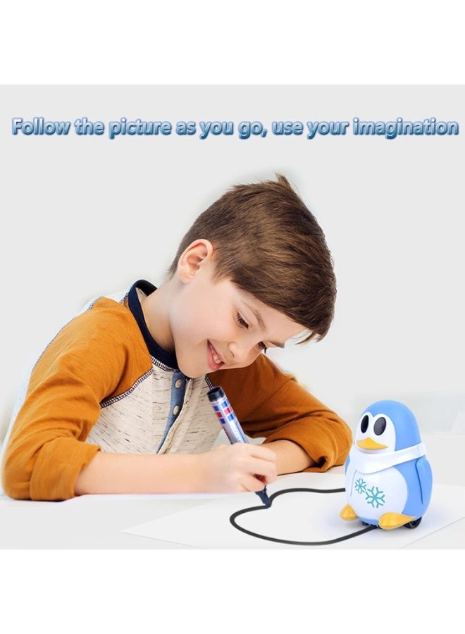 Mini Induction Robot Toys Track Penguin Interactive Toys Follow The Black Lines You Draw and LED Lights Educational Toys Children's Gifts - Image 2