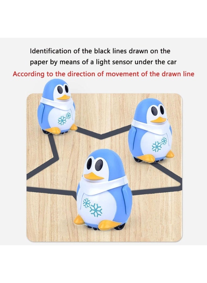 Mini Induction Robot Toys Track Penguin Interactive Toys Follow The Black Lines You Draw and LED Lights Educational Toys Children's Gifts - Image 4
