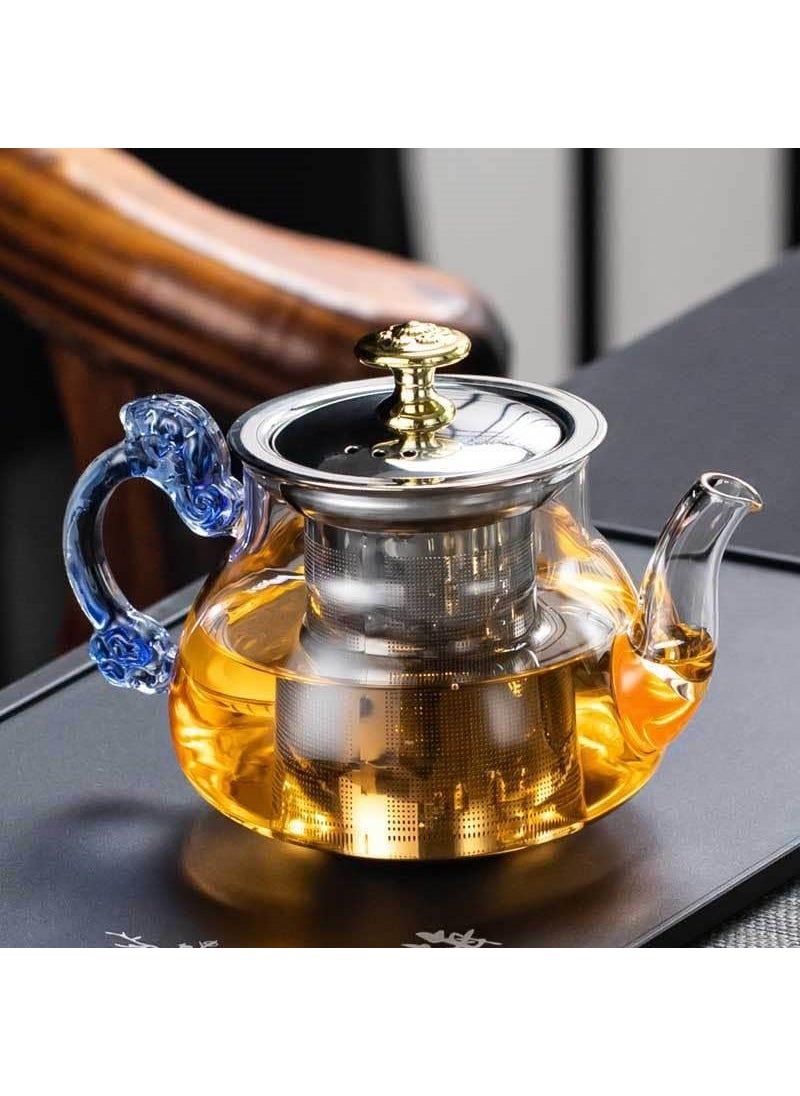 DD RETAILS DD Retails Glass Tea Pot with Stainless Steel Infuser Large Capacity Transparent Tea Kettle with Lid Handle Great for Loose Leaf Tea Blooming Tea Tea Bags Fruit Infused 500ml Tea Pot  - Image 1