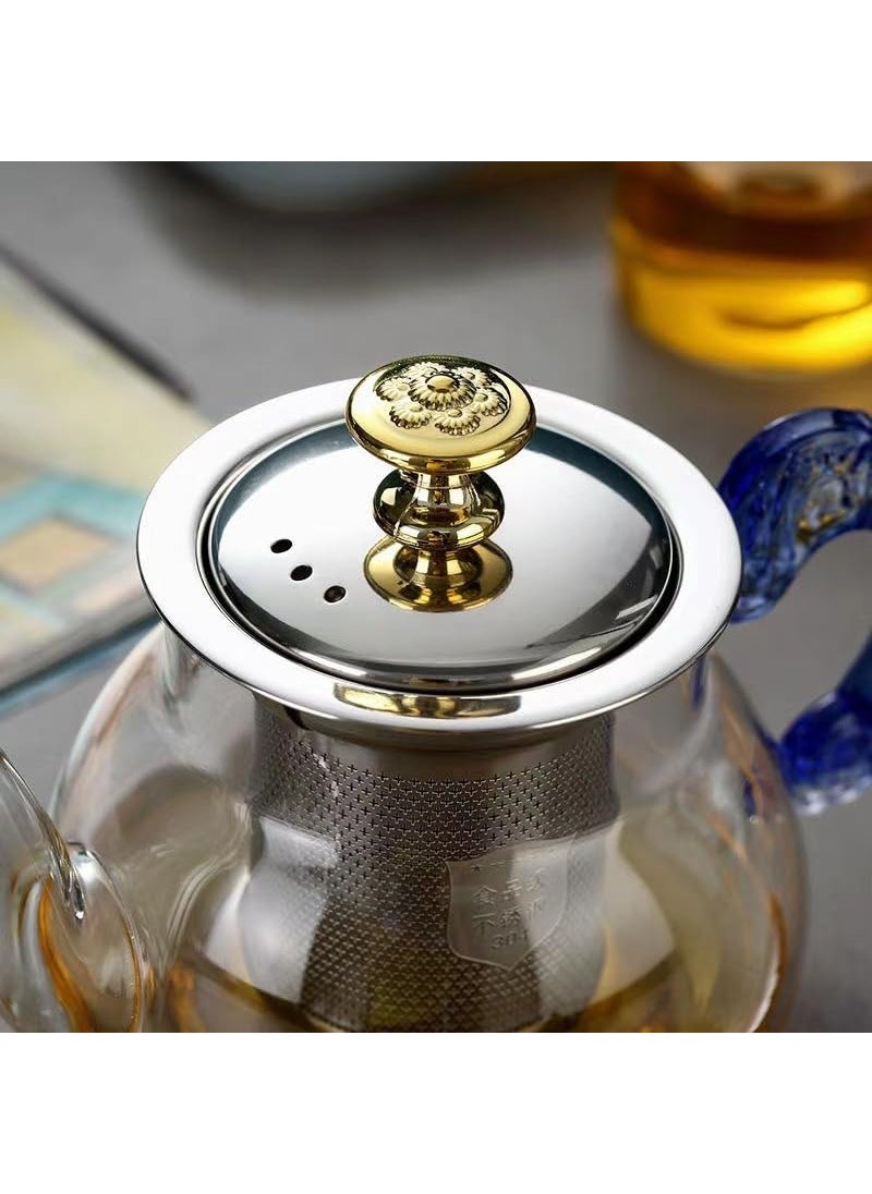 DD RETAILS DD Retails Glass Tea Pot with Stainless Steel Infuser Large Capacity Transparent Tea Kettle with Lid Handle Great for Loose Leaf Tea Blooming Tea Tea Bags Fruit Infused 500ml Tea Pot  - Image 3