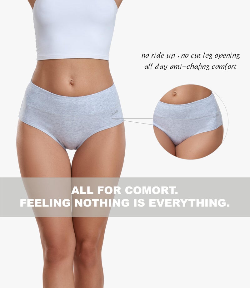 coskefy Cotton Underwear for Women High Waisted Breathable Seamless Panties Stretch Tummy Control Briefs 5 Pack - Image 5