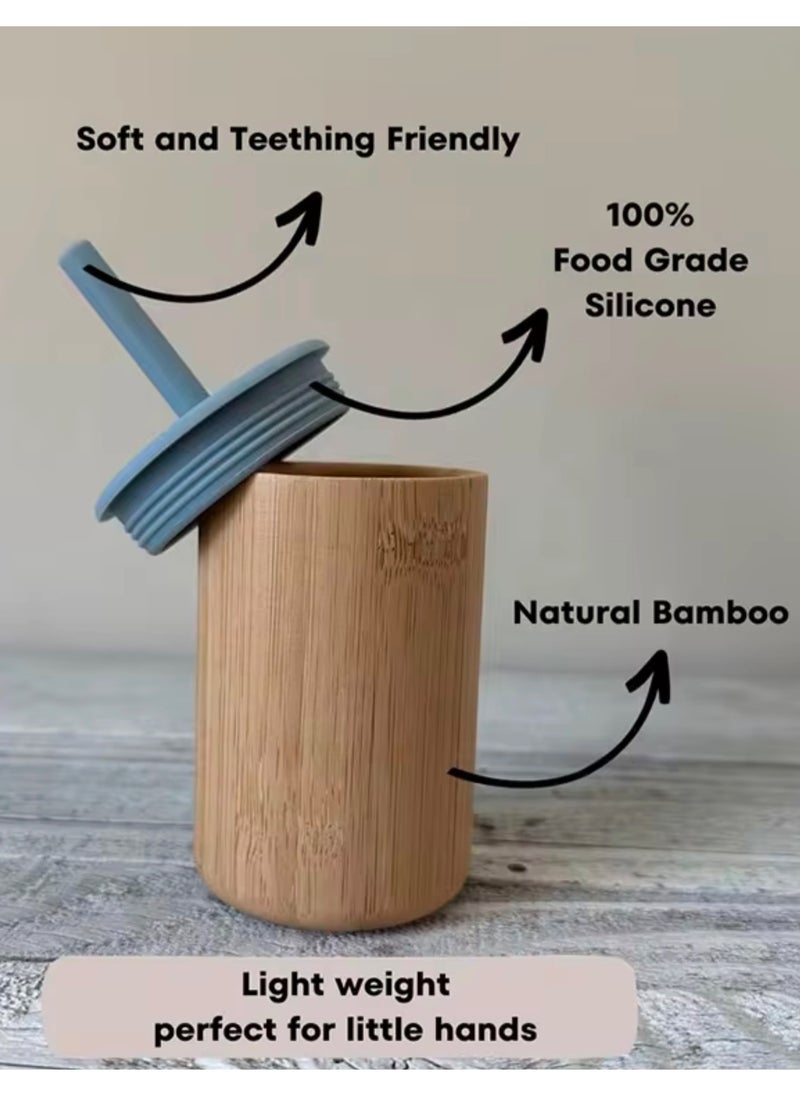 Bamboo Toddler Sippy Cup with Silicone Straw - BPA-Free, Eco-Friendly Baby and Kids Drinking Sipper Cup, 170ml (Blue) - pzsku/ZF62C7BC351B83A97D4FEZ/45/_/1735487788/a7c885c0-a390-4d8f-a4fd-2ddb8893d303