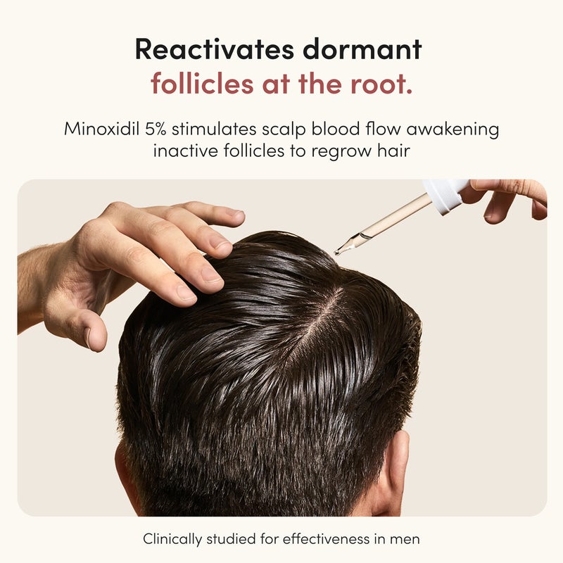 HIMS & HERS hims Extra Strength Hair Regrowth Treatment for Men with 5% Topical Minoxidil Solution for Hair Loss and Thinning Hair, Unscented, 2 Pack - Image 3