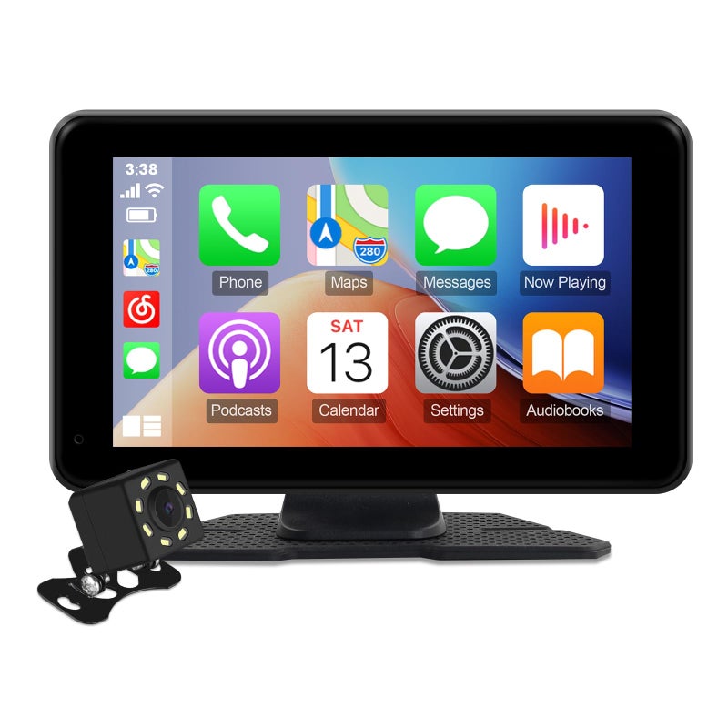 FeirTon 7" HD Portable Wireless Carplay for Car Stereo Touch Screen with Apple Carplay & Android Auto Car Tablet with Backup Camera/Mirror Link/Voice Control/Bluetooth/GPS for All Vehicles - Image 1