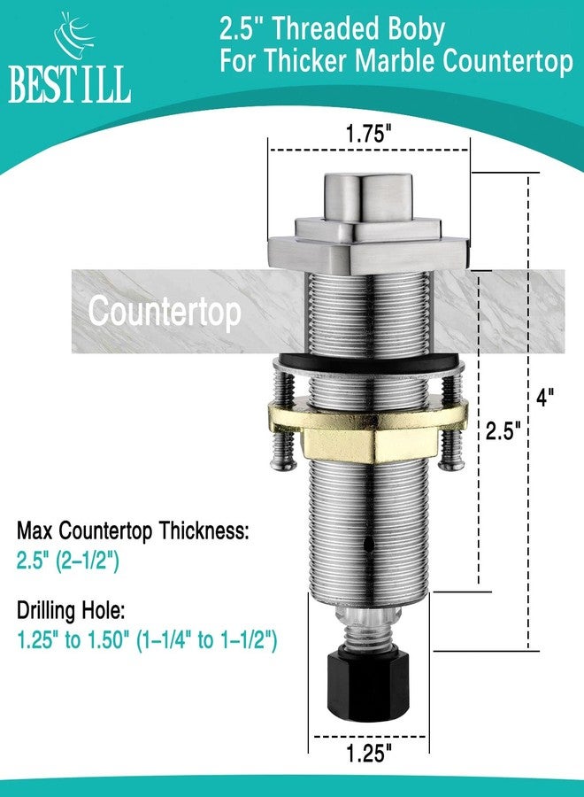 بيستل طقم مفتاح هواء للتخلص من النفايات من BESTILL، زر ضغط مربع مرتفع مثالي للأظافر الطويلة، مفتاح نحاسي لاسلكي في أعلى الحوض للتخلص من نفايات الطعام، نيكل مصقول، متوافق مع جميع مطاحن النفايات - Image 5