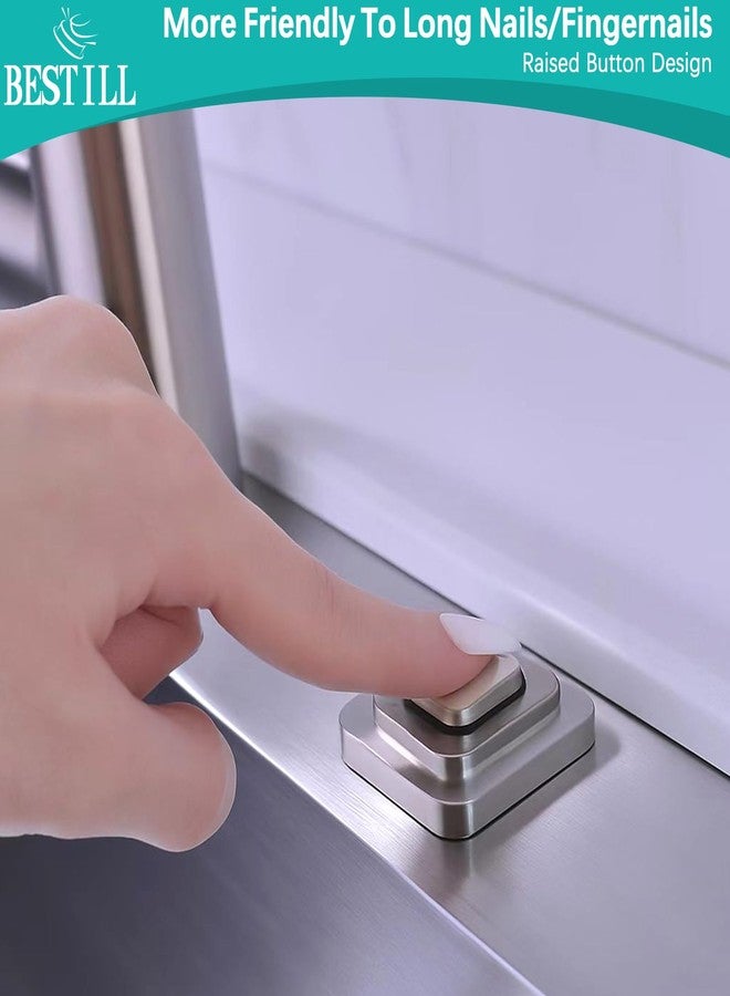 بيستل طقم مفتاح هواء للتخلص من النفايات من BESTILL، زر ضغط مربع مرتفع مثالي للأظافر الطويلة، مفتاح نحاسي لاسلكي في أعلى الحوض للتخلص من نفايات الطعام، نيكل مصقول، متوافق مع جميع مطاحن النفايات - Image 2