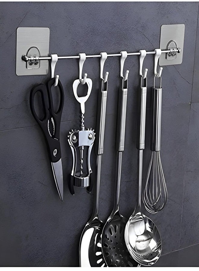 Boniry Stainless Steel 2 Pcs Premium Self Adhesive Wall Hanger Hook Accessories Items,Wall Hangers For Clothes Without Drilling Cloth Hanging Hook For Hanging,Hooks For Wall Hooks Holder(Strip 6 Hook) - Image 3